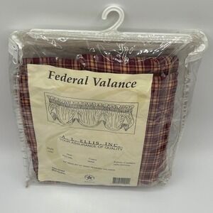 A.L. ELLIS INC Federal Valance‎ Wine Plaid 84 x 14 100% Cotton NEW Cottagecore
